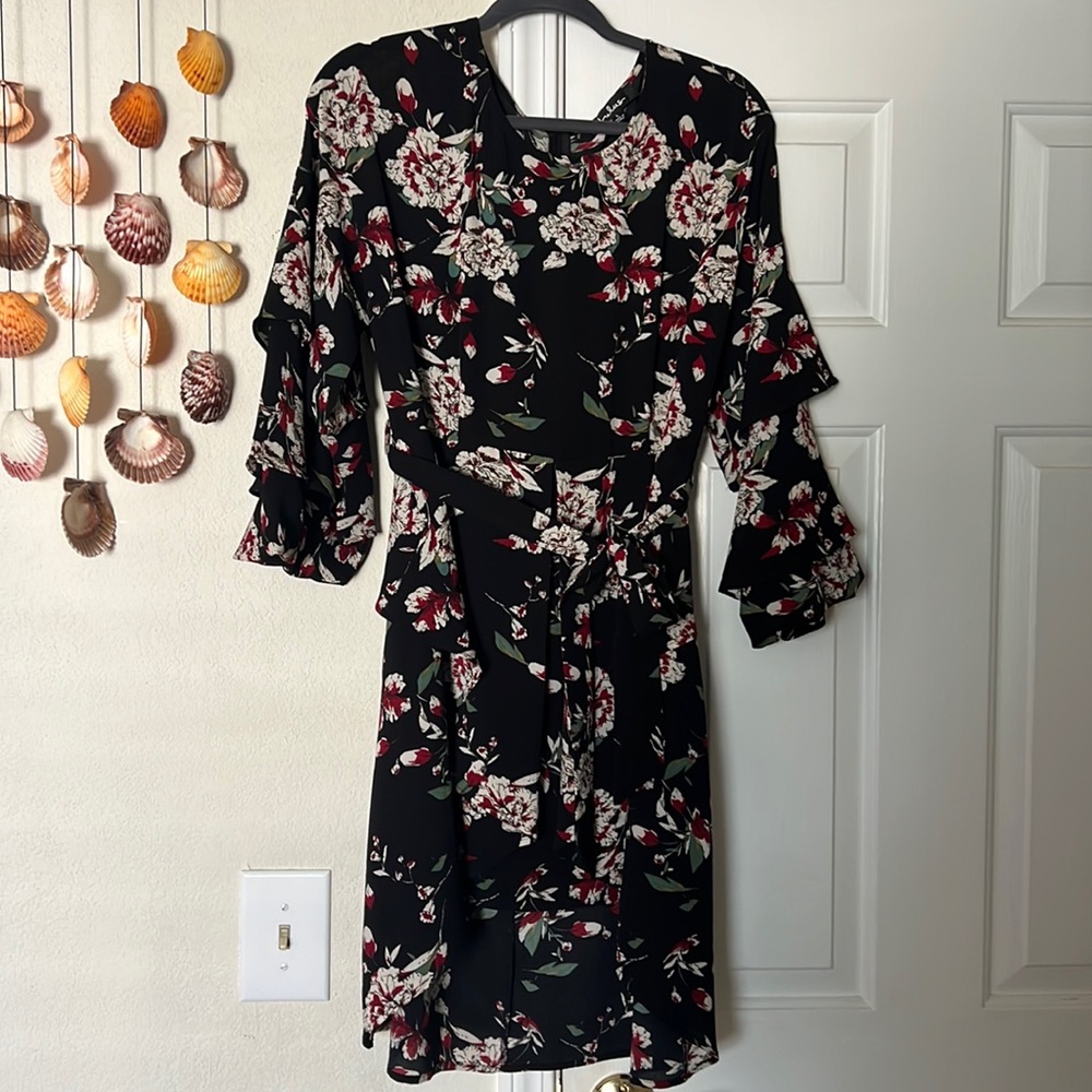 A beautiful over the knee black floral dress